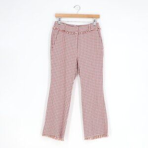 WEEKEND MAX MARA Pink Check Houndstooth Bootcut Ankle Trousers Pants Size US 4